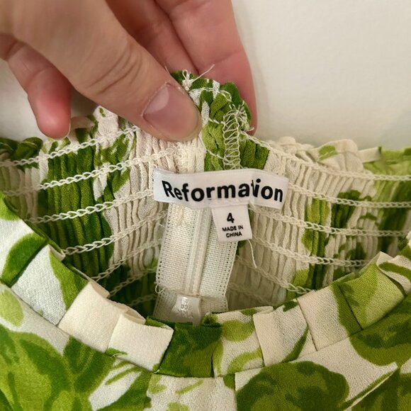 Reformation Novena Top Green Floral - Size 4 - Picture 7 of 7